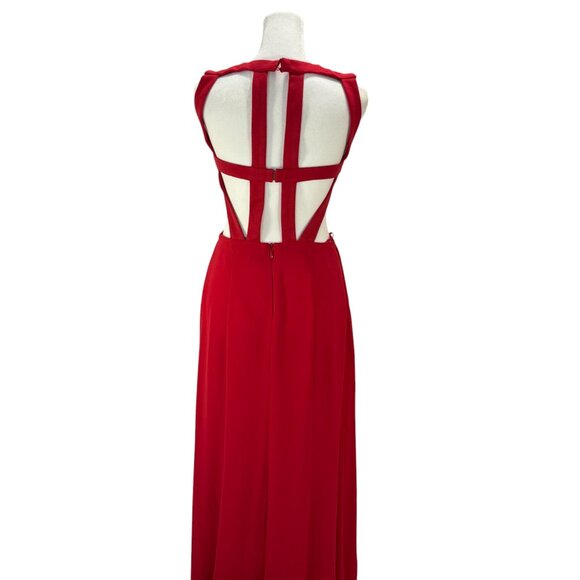 BCBGMAXAZRIA Red Cutout Back Gown - Picture 1 of 10